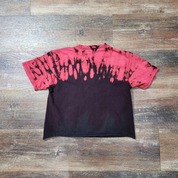 POETIC JUSTICE RED & BLACK TIE DYE CROPPED T-SHIRT SIZE SMALL - Picture 5 of 5